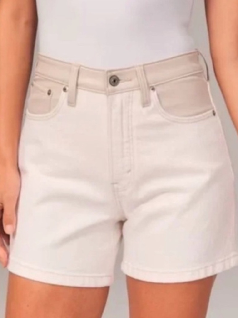A&F Faux Leather and Denim High Rise‎ Dad Shorts Sz 32